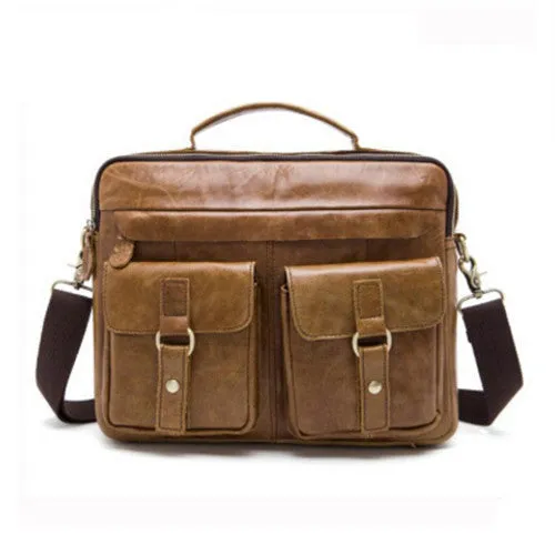 Genuine Leather Men Bag Crazy Horse Leather Men's Handbags Casual Business Laptop Shoulder Bags Briefcase Messenger bag NEW