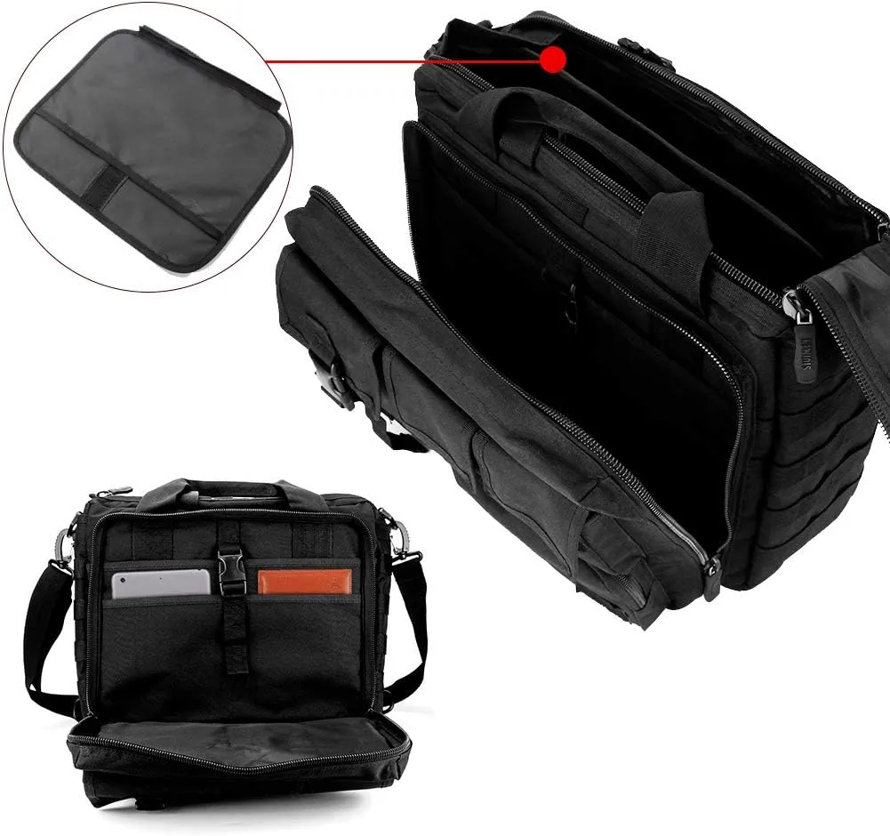 GES Tactical Briefcase, 17.3 Inch Men's Messenger Bag Military Briefcase for Men,Black