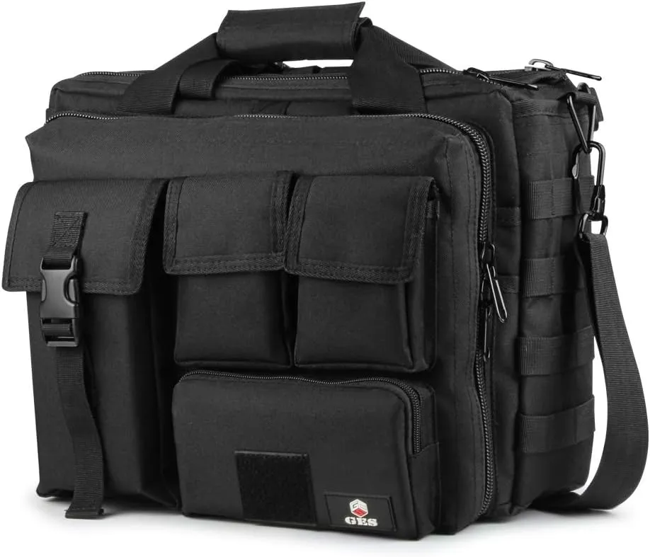 GES Tactical Briefcase, 17.3 Inch Men's Messenger Bag Military Briefcase for Men,Black