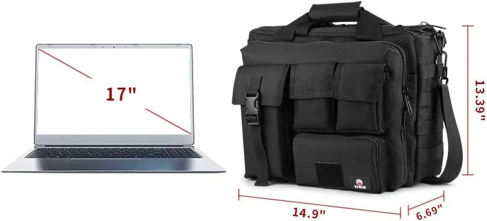 GES Tactical Briefcase, 17.3 Inch Men's Messenger Bag Military Briefcase for Men,Black