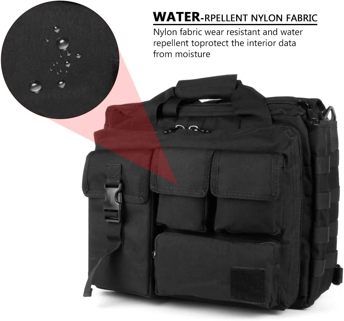 GES Tactical Briefcase, 17.3 Inch Men's Messenger Bag Military Briefcase for Men,Black