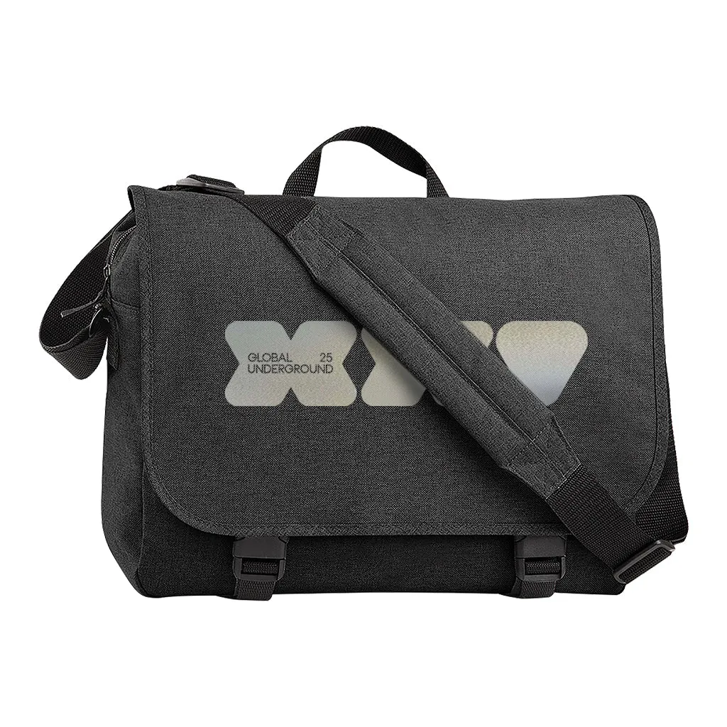 Global Underground XXV Reflective Silver Logo Digital Messenger Bag