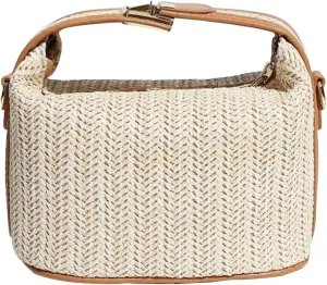 GORGLITTER Women's Straw Clutch Purses Handmade Woven Top Handle Bag Zipper Crossbody Bags