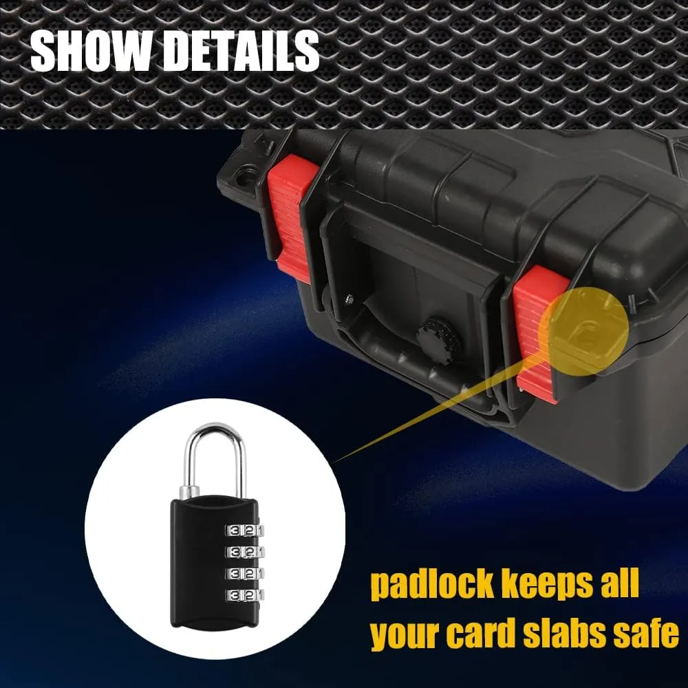 Graded Card Storage Box Compatible with PSA BGS SGC One Touch Deep Travel Size Weatherproof Case Waterproof Slab with Impact Absorbing Dual Foam Slots(Red&Black)