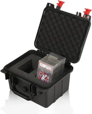 Graded Card Storage Box Compatible with PSA BGS SGC One Touch Deep Travel Size Weatherproof Case Waterproof Slab with Impact Absorbing Dual Foam Slots(Red&Black)
