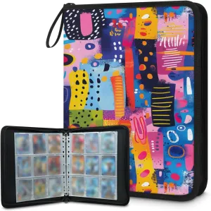 Graffiti City 3 Ring Trading Zipper Binder Strap, Trading Card Binder 4 Pocket, 400 Pockets Card Holder with 50 Removable Sleeves for Game Cards