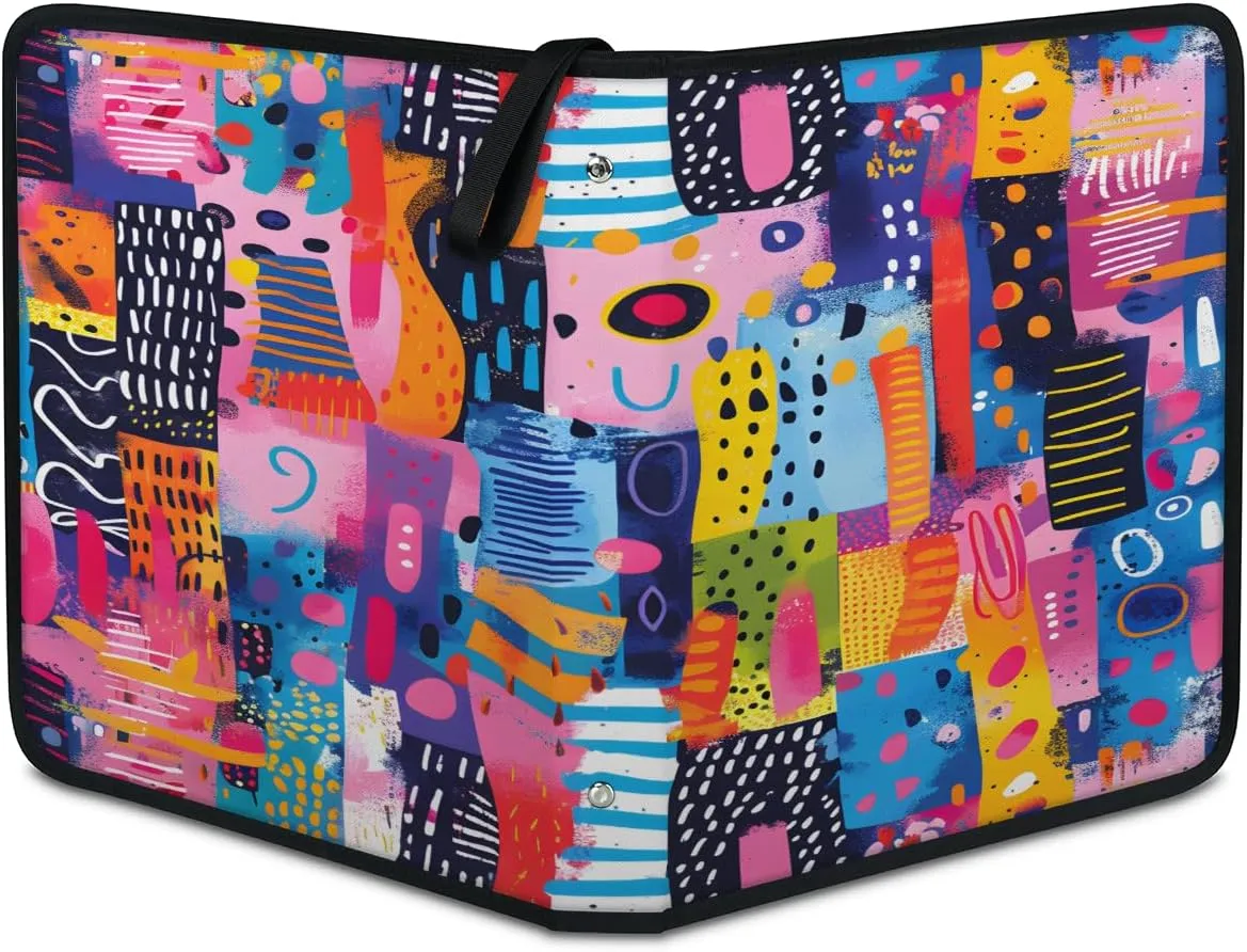 Graffiti City 3 Ring Trading Zipper Binder Strap, Trading Card Binder 4 Pocket, 400 Pockets Card Holder with 50 Removable Sleeves for Game Cards