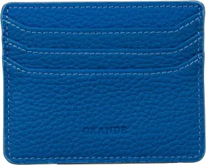 grande 3633 Genuine Leather Card Holder For Women and Men Super Slim Minimalist Small Snap Wallet (Blue)