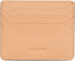 grande 3633 Genuine Leather Card Holder For Women and Men Super Slim Minimalist Small Snap Wallet (Cookie)