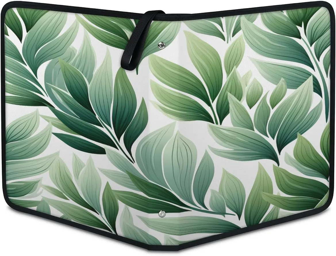 Green Leaf 3 Ring Trading Zipper Binder Strap, Trading Card Binder 9 Pocket, 900 Pockets Card Holder with 50 Removable Sleeves for Game Cards