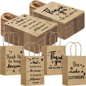 Gueevin 40 Pcs Teacher Employee Appreciation Bulk Thank You Gifts Paper Bags for Nurse Week Mother's Day CNA Week Gift Graduation Appreciation Inspirational Gift(Kraft Color)