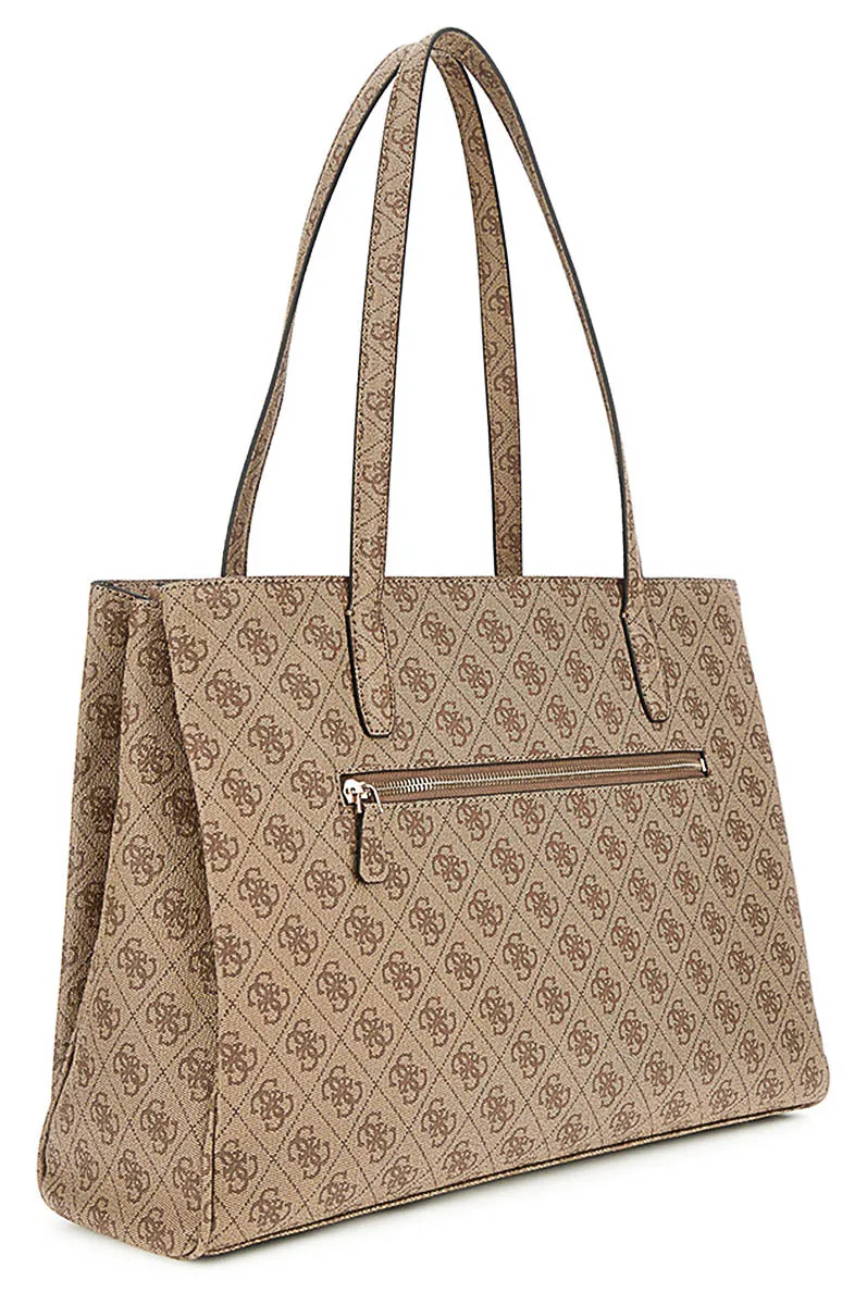 Guess Power Play Tote Bag In Lattee For Women