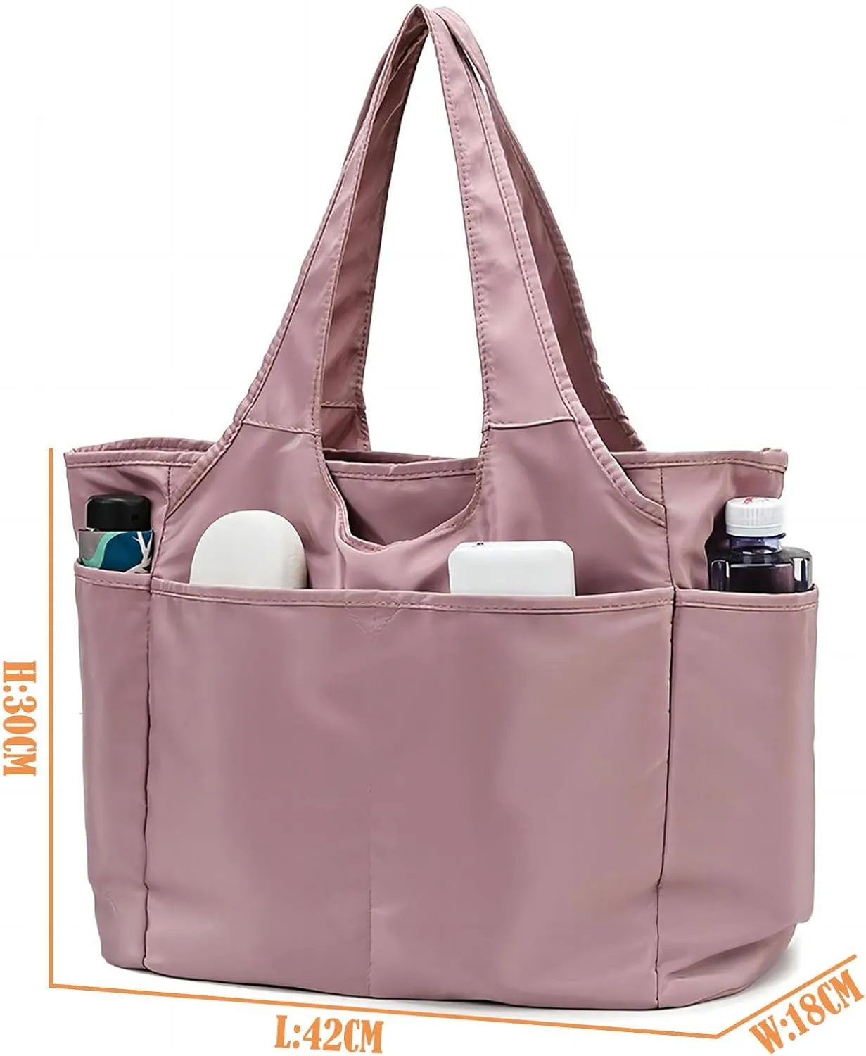 Gym Tote Bags for Women 35L, Travel Duffel Bag Compartments with Zipper, Shoulder Weekender Overnight Bag for 16in Laptop (Pink)