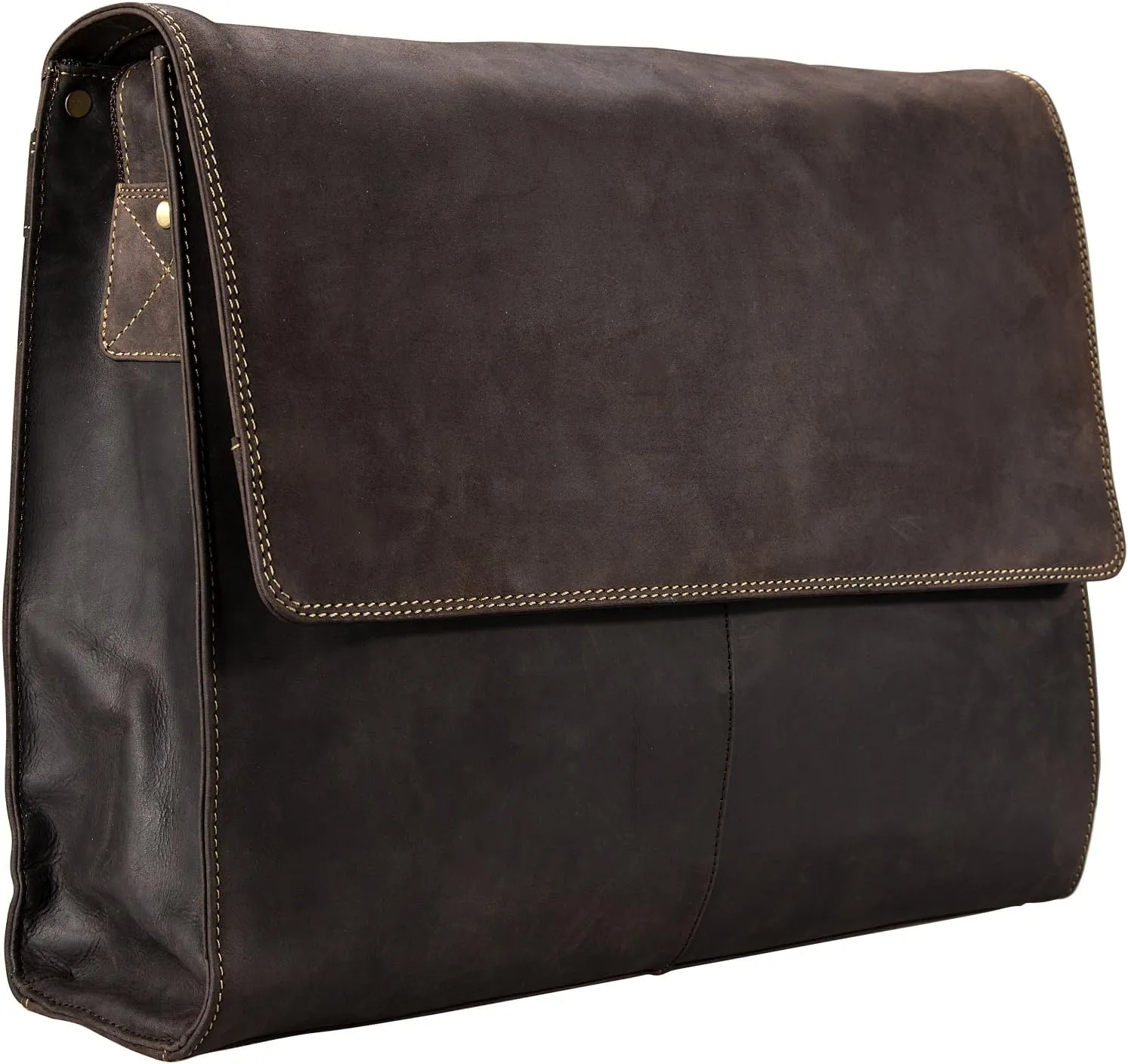 Half Flap Extra Large Hunter Messenger Bag in Oiled leather