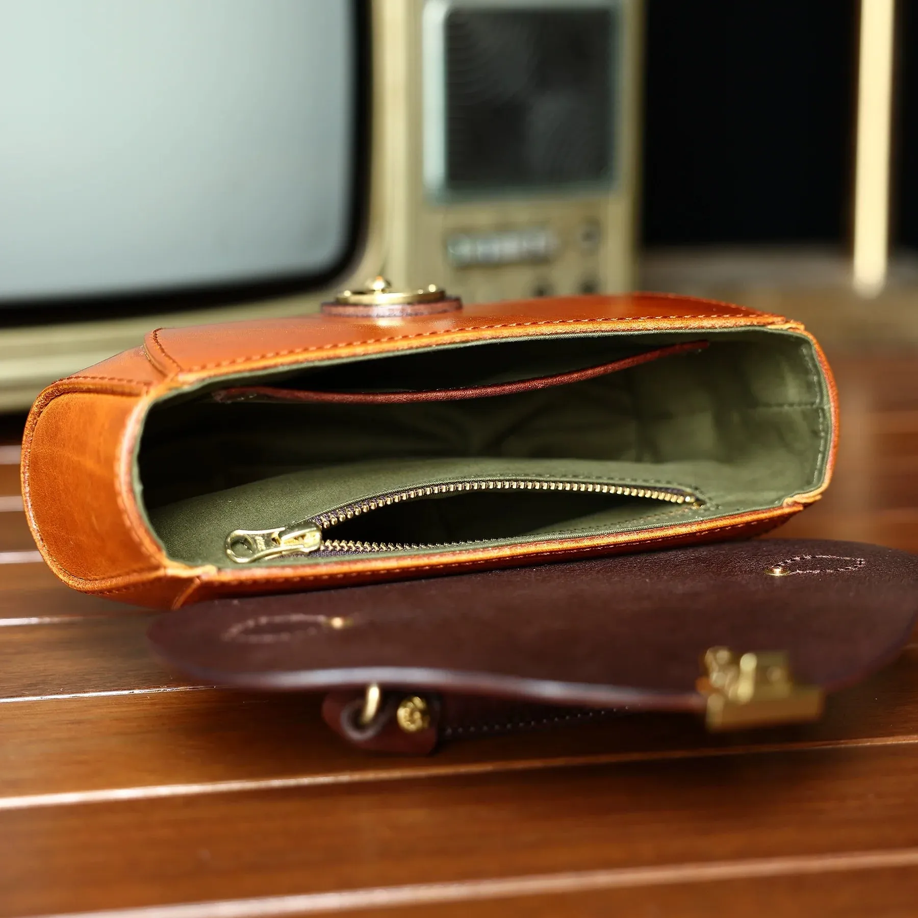 Half Work Leather Handbag