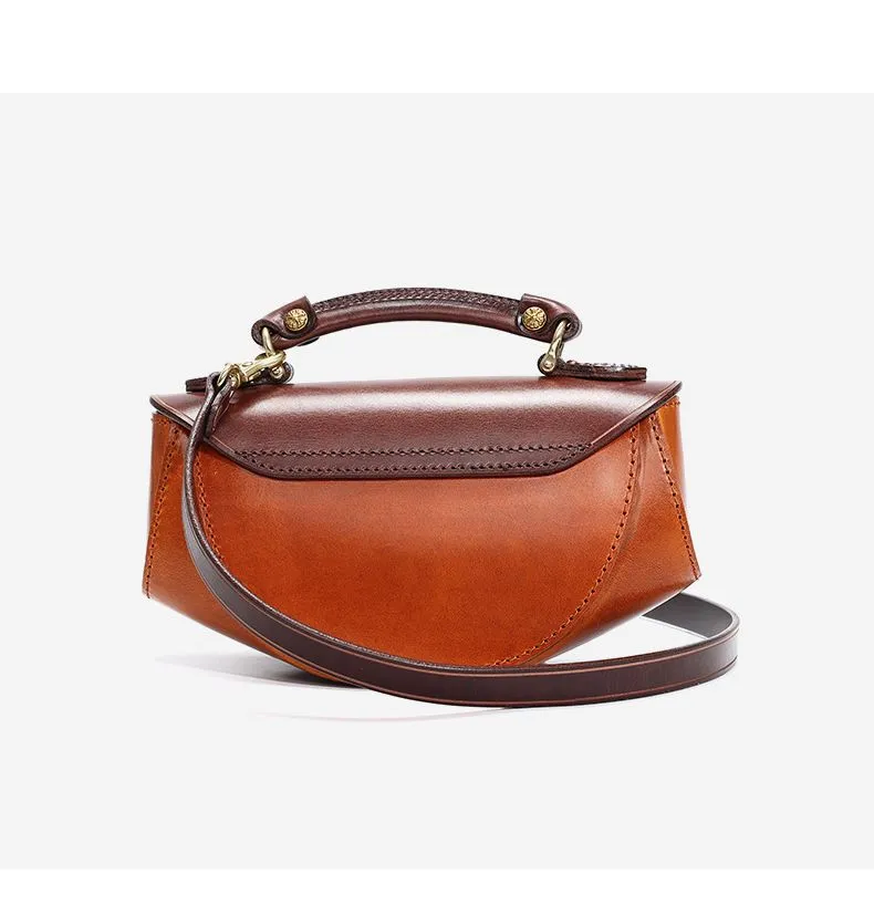 Half Work Leather Handbag