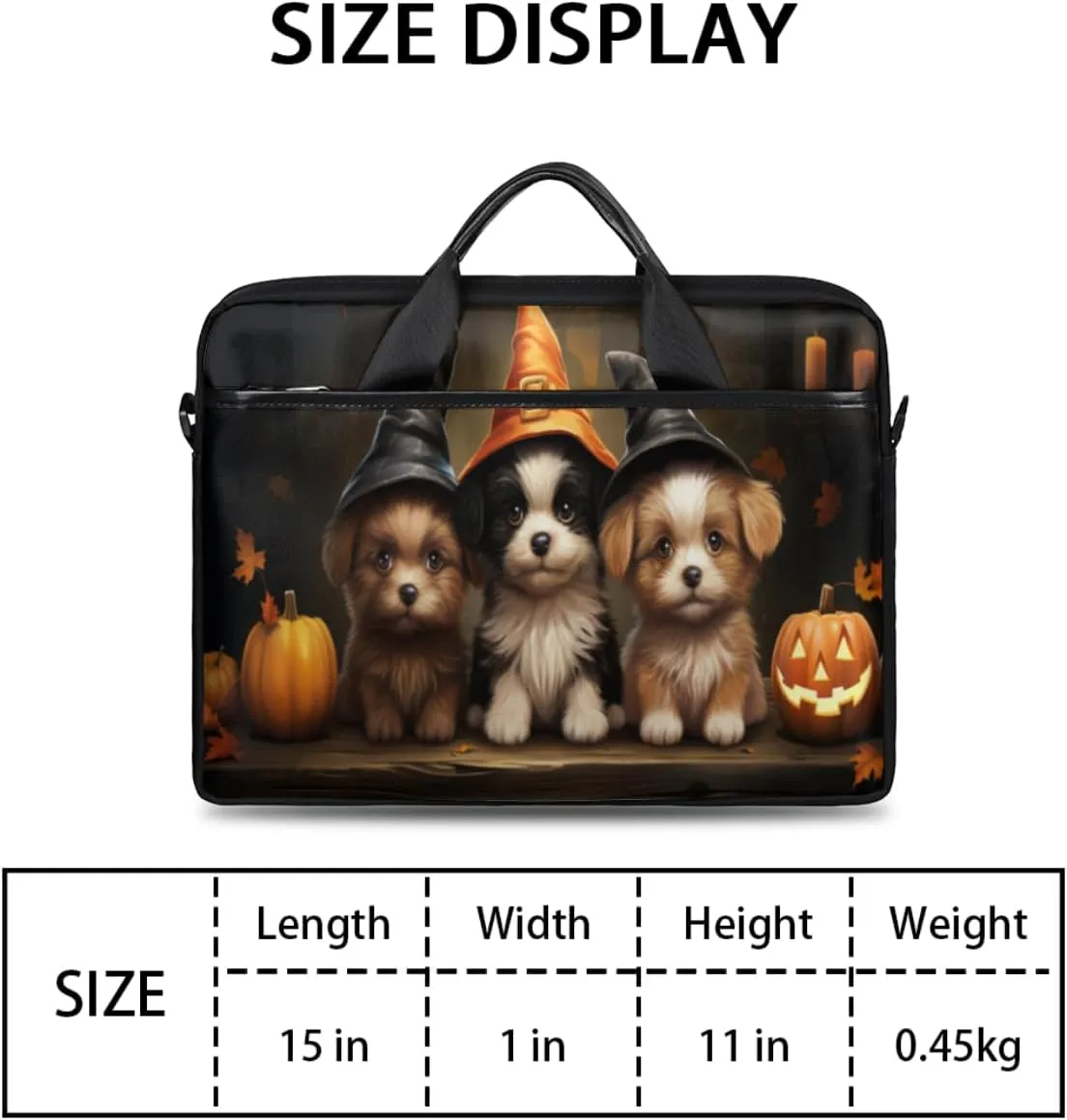 Halloween Town Laptop Bag for Men Women 13-15 Inch Case Bags Sleeve Shoulder with Anti Slip Removable The Pad Straps