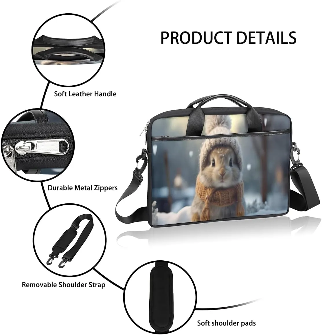 Halloween Town Laptop Bag for Men Women 13-15 Inch Case Bags Sleeve Shoulder with Anti Slip Removable The Pad Straps