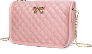 Hanbella Crossbody Purse for Women - Cute Quilted Leather Shoulder Bag with Gold Chain Strap for Teen Girls - Womens Clutch