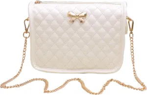Hanbella Crossbody Purse for Women - Cute Quilted Leather Shoulder Bag with Gold Chain Strap for Teen Girls - Womens Clutch