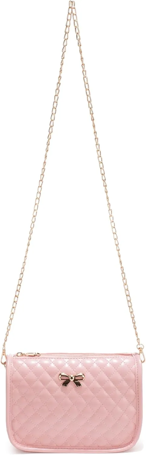 Hanbella Crossbody Purse for Women - Cute Quilted Leather Shoulder Bag with Gold Chain Strap for Teen Girls - Womens Clutch