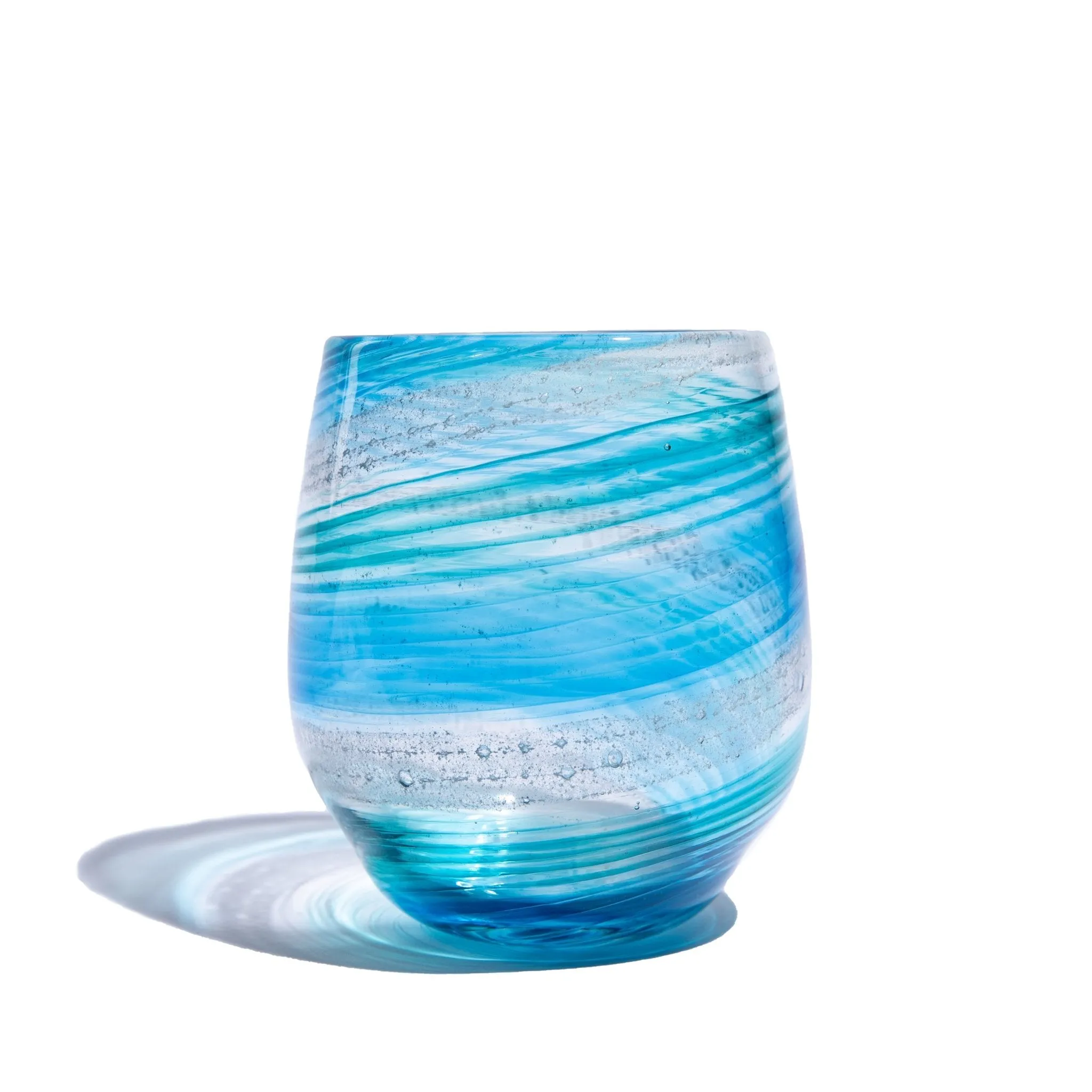 Hand Blown Cremation Glass Votive Holder | Seafoam