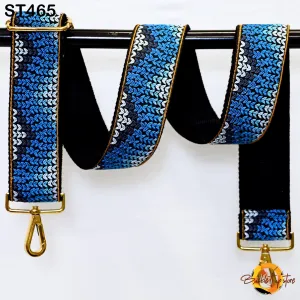 Handbag Strap Gift for Mom Blue Embroidery Replacement Purse Strap Crossbody Strap for Purses Floral Embroidered Bag Strap Boho Guitar Strap