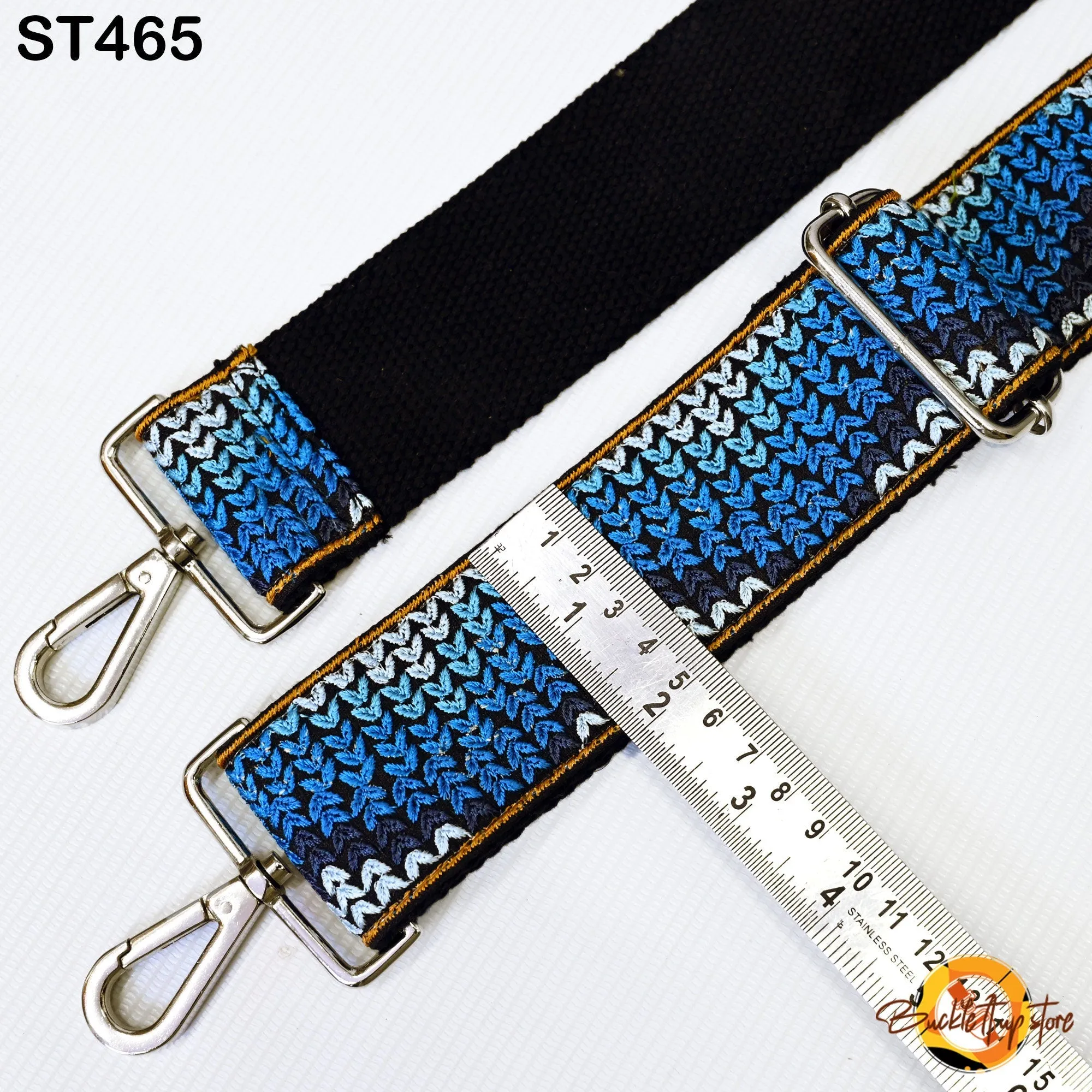 Handbag Strap Gift for Mom Blue Embroidery Replacement Purse Strap Crossbody Strap for Purses Floral Embroidered Bag Strap Boho Guitar Strap