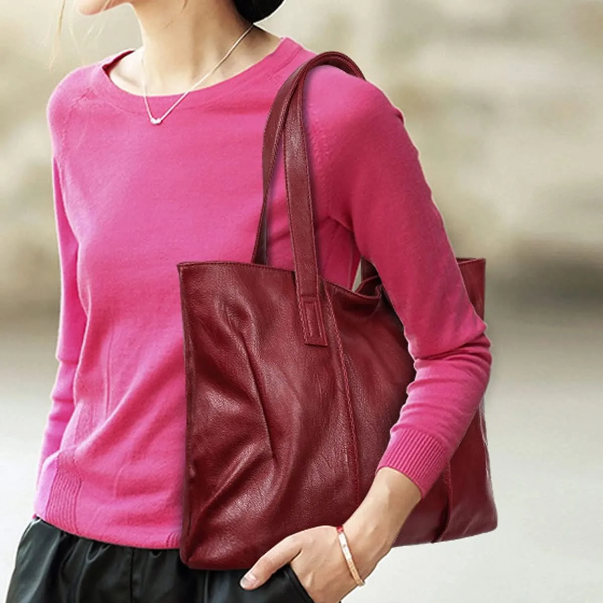 Handbags and Purses for Women Large Shoulder Bag Fashion Totes PU Leather Top-Handle Bags