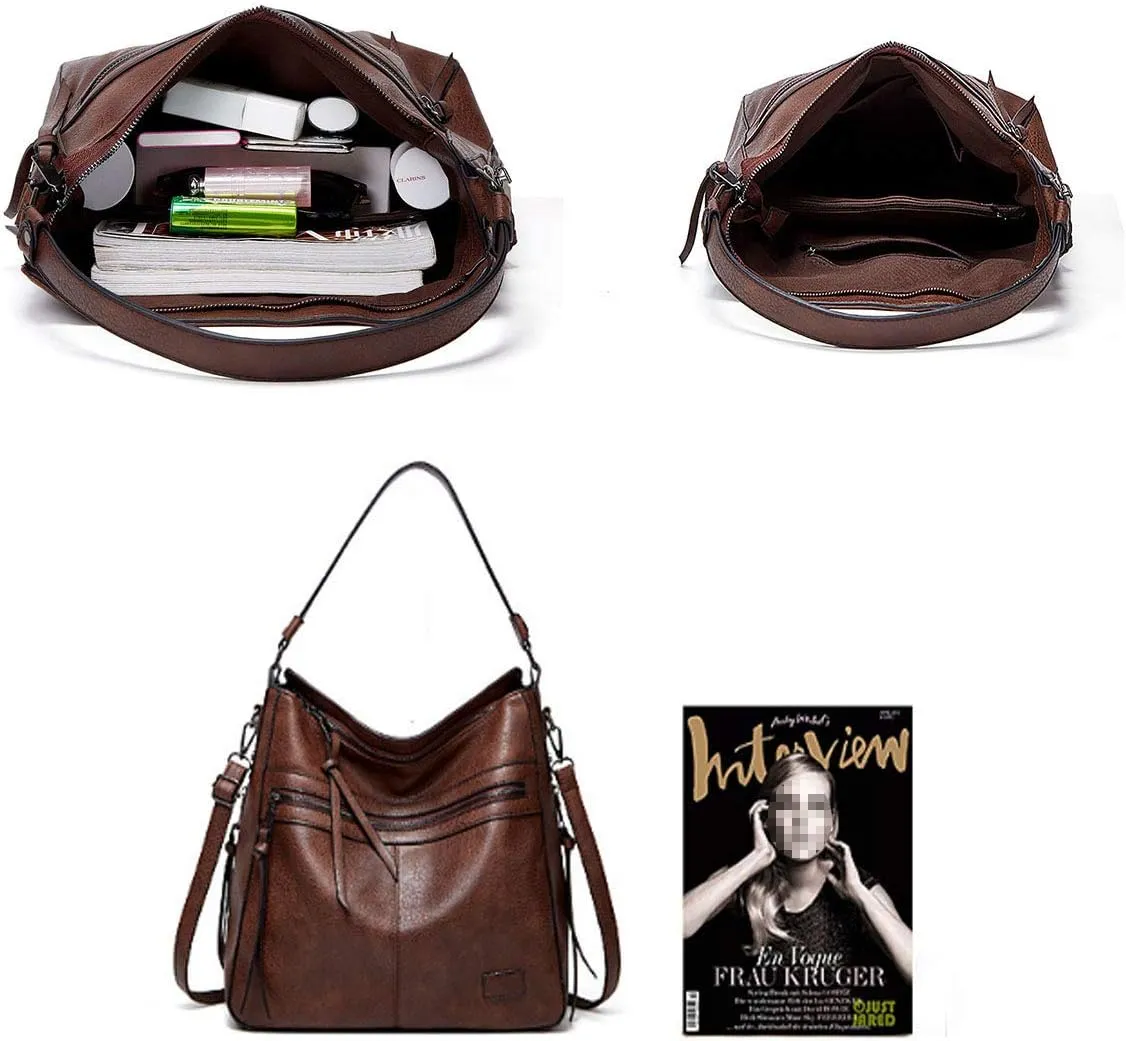 Handbags for Women Large Designer Ladies Hobo Bag Bucket Purse PU Leather Crossbody Bags