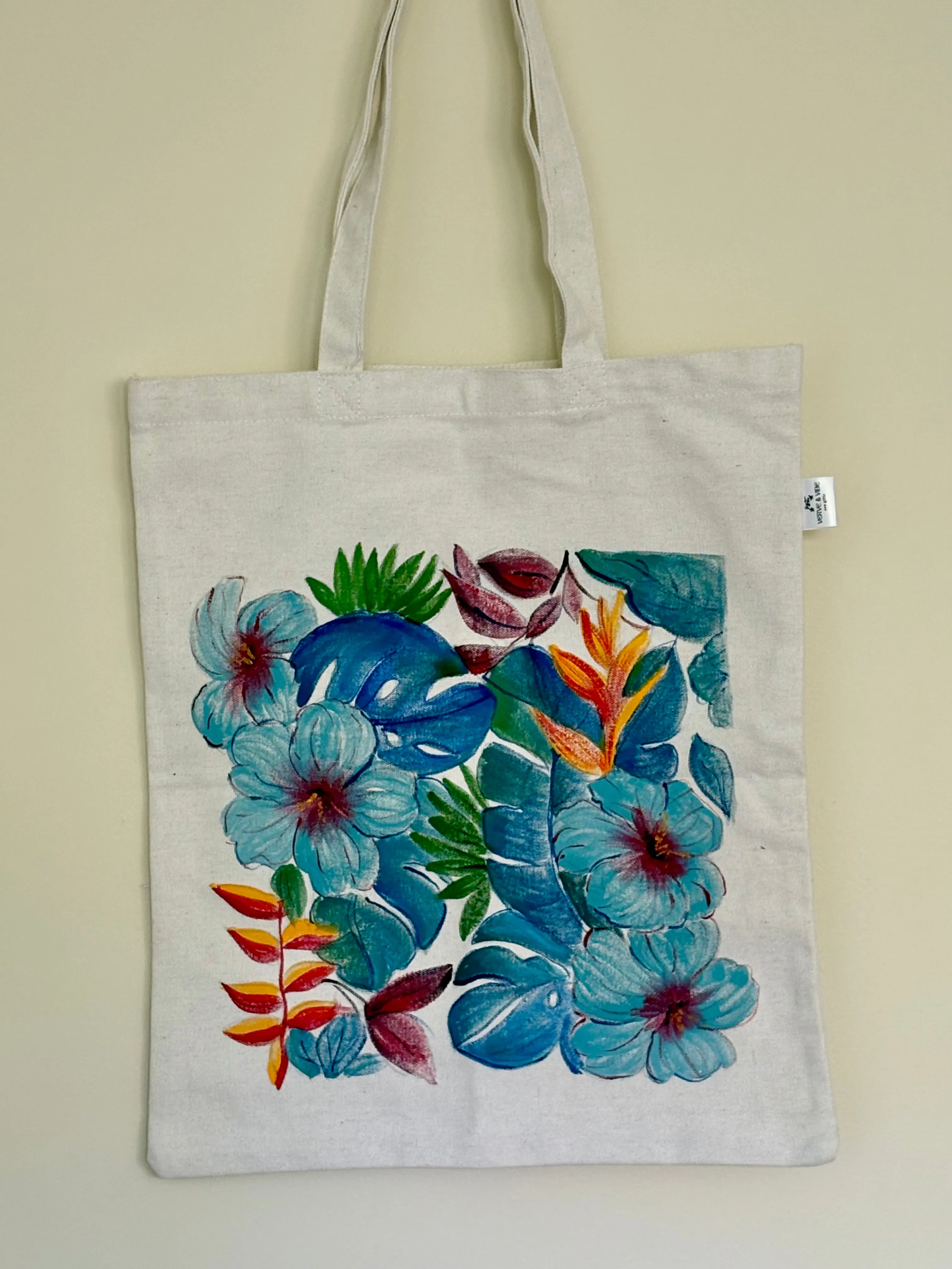 Happy Hibiscus - Hand Painted, Canvas Tote Bag