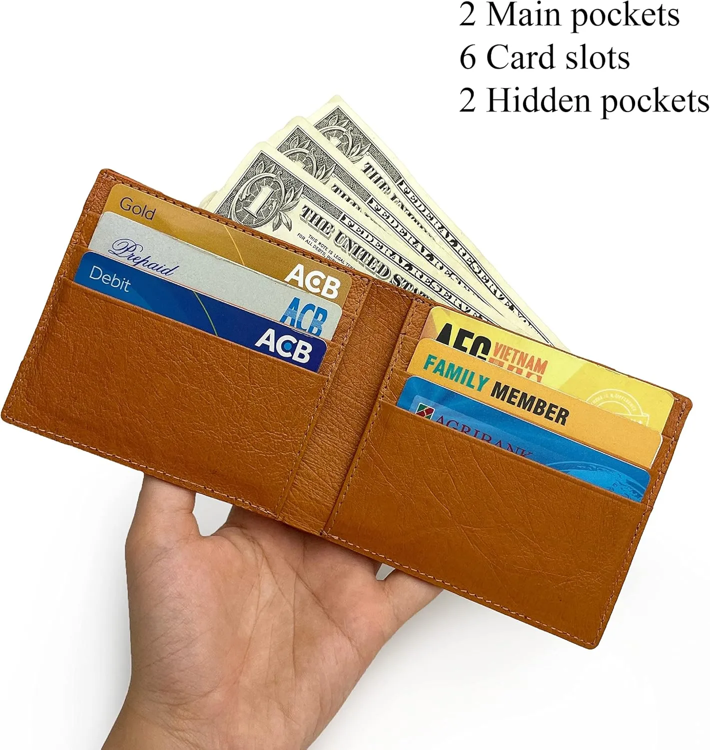 HATA Men Leather Wallet Croc RFID Blocking Front Pocket AIIigator Handmade Gift For Birthday Wedding Anniversary Father's Day