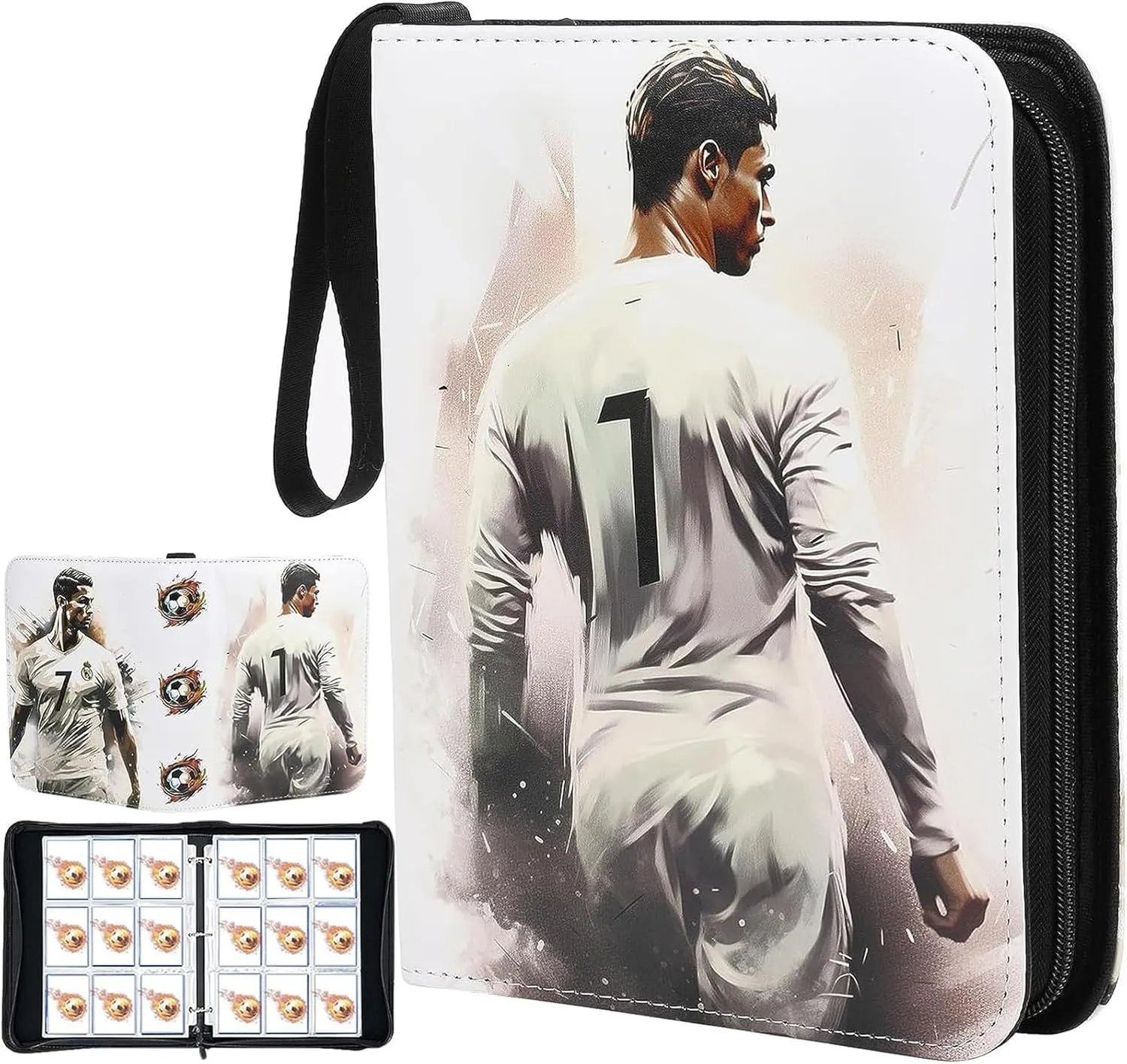 HBK Soccer Card Binder, PU Leather Soccer Card Holder with 50 Sleeves for Sports Card Storage, Soccers Gift for Trading Cards Collectors (900 Pocket)