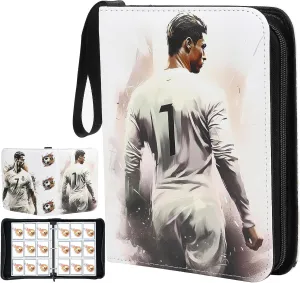 HBK Soccer Card Binder, PU Leather Soccer Card Holder with 50 Sleeves for Sports Card Storage, Soccers Gift for Trading Cards Collectors (900 Pocket)