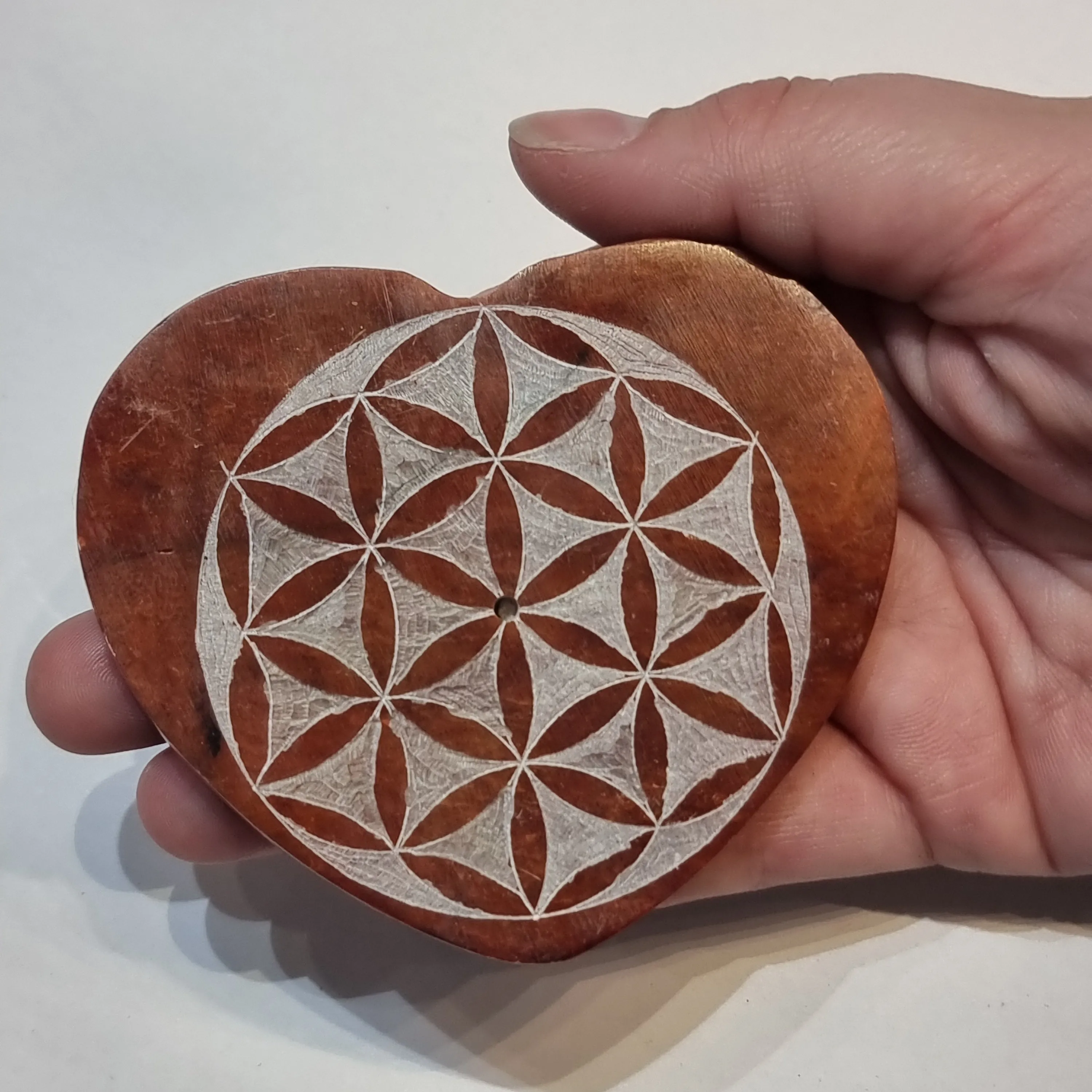 Heart soap stone incense holder - assorted