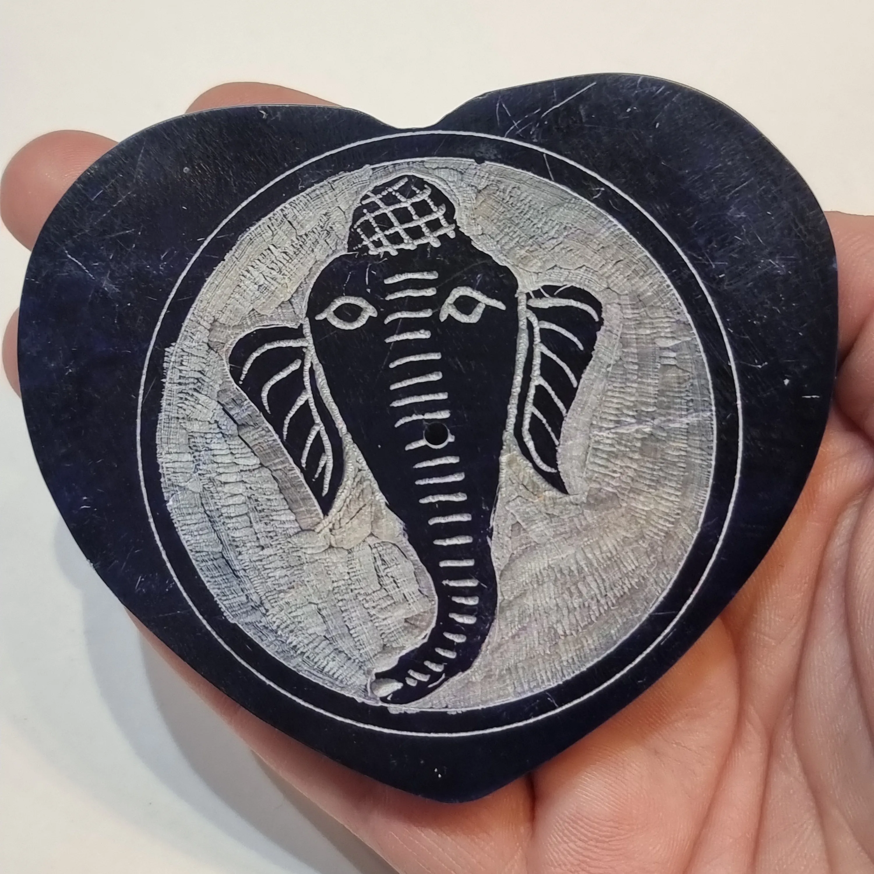 Heart soap stone incense holder - assorted