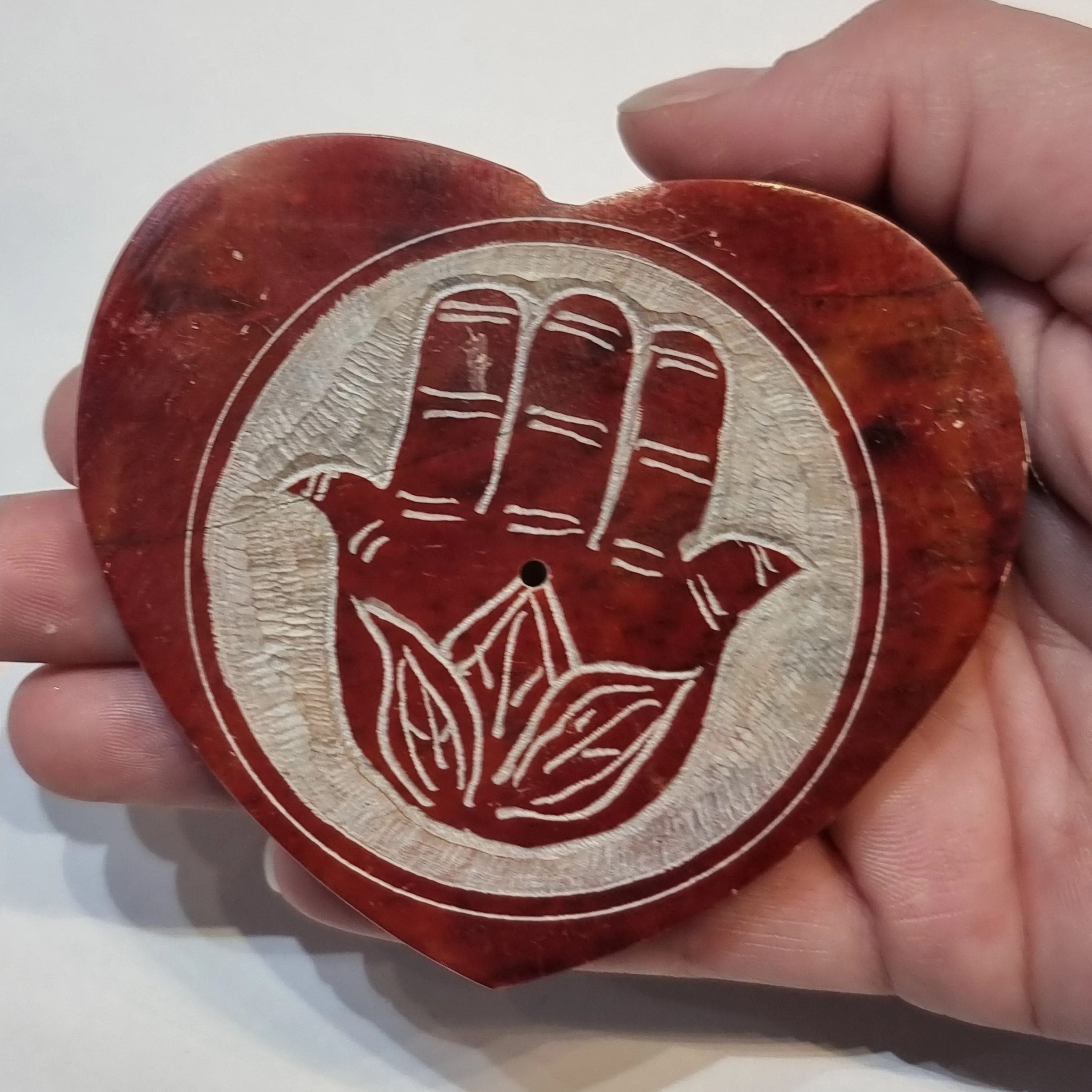 Heart soap stone incense holder - assorted