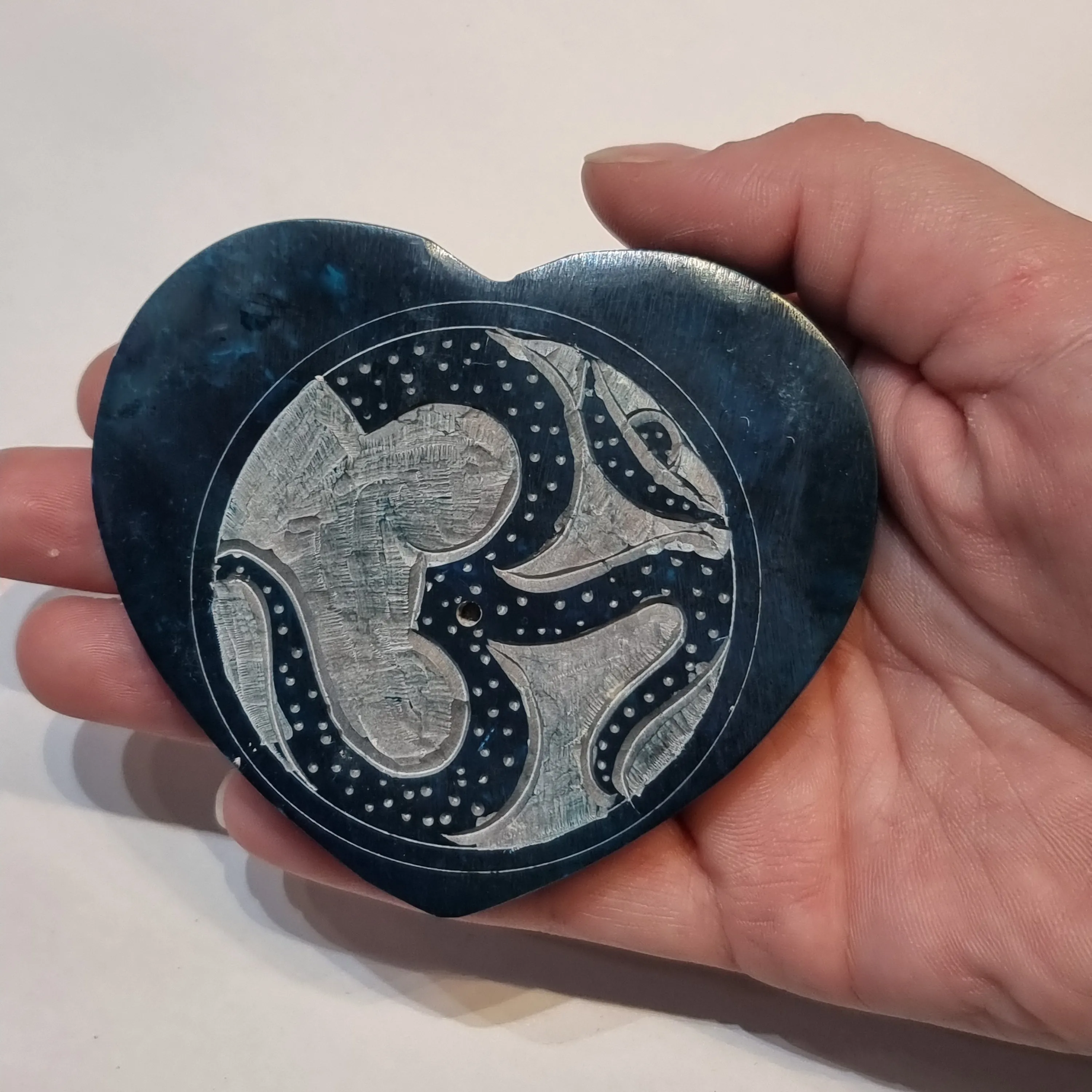 Heart soap stone incense holder - assorted