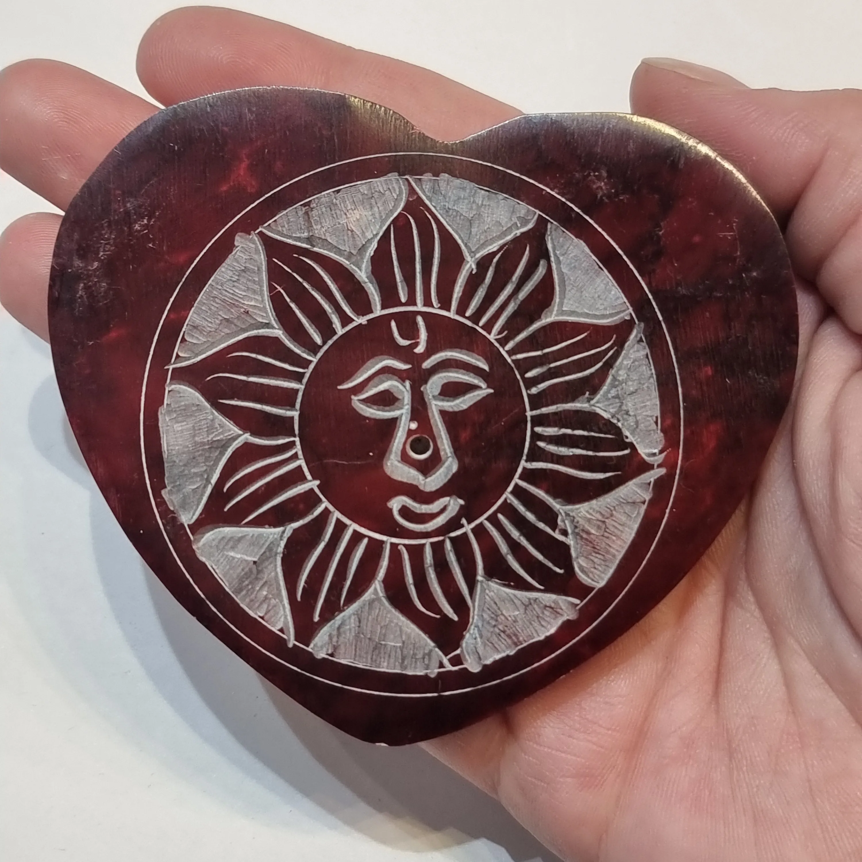 Heart soap stone incense holder - assorted