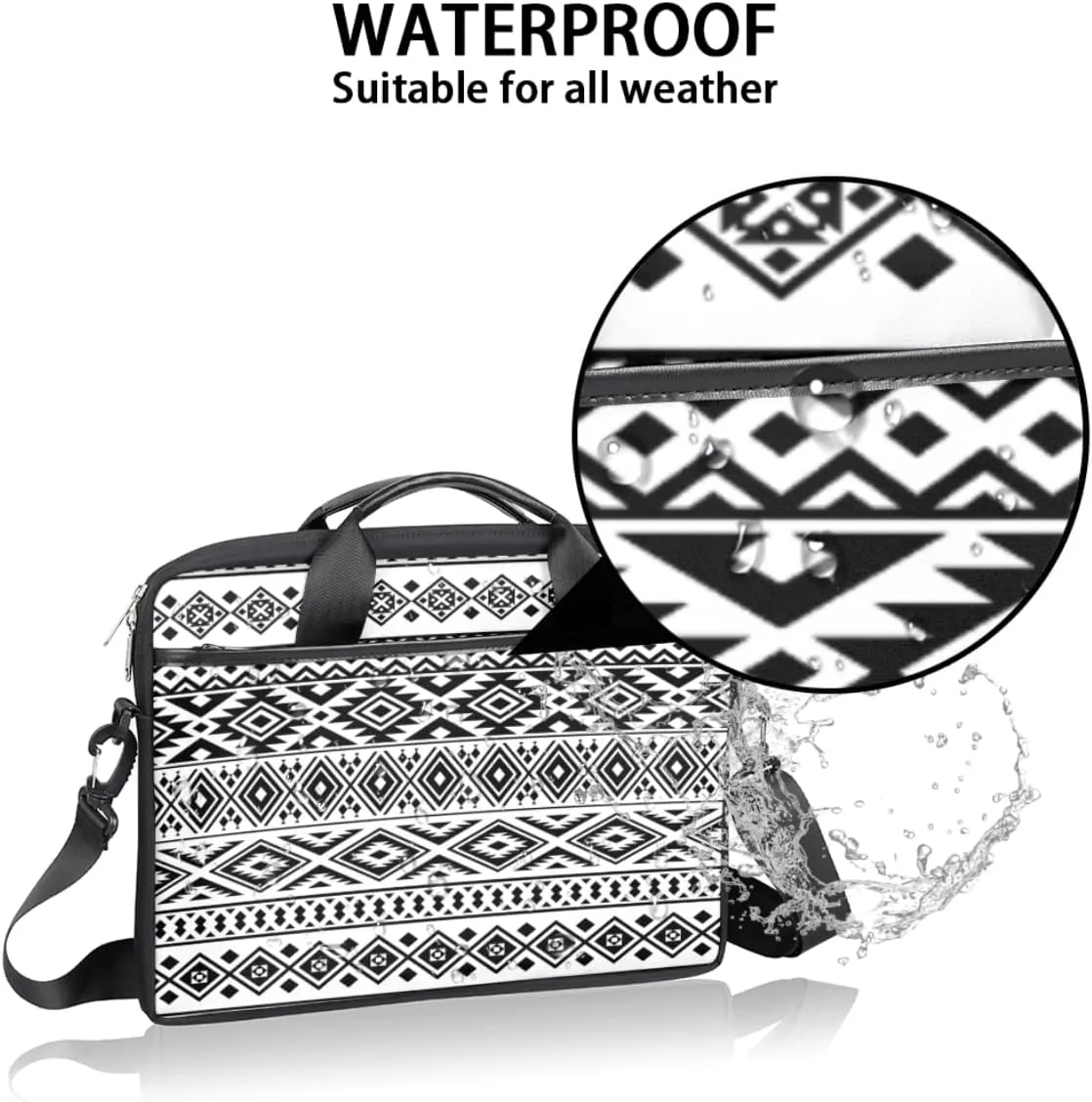Hens And Chickens Black Background Laptop Shoulder Messenger Bag Waterproof Laptop Briefcase Handle Padded Strap