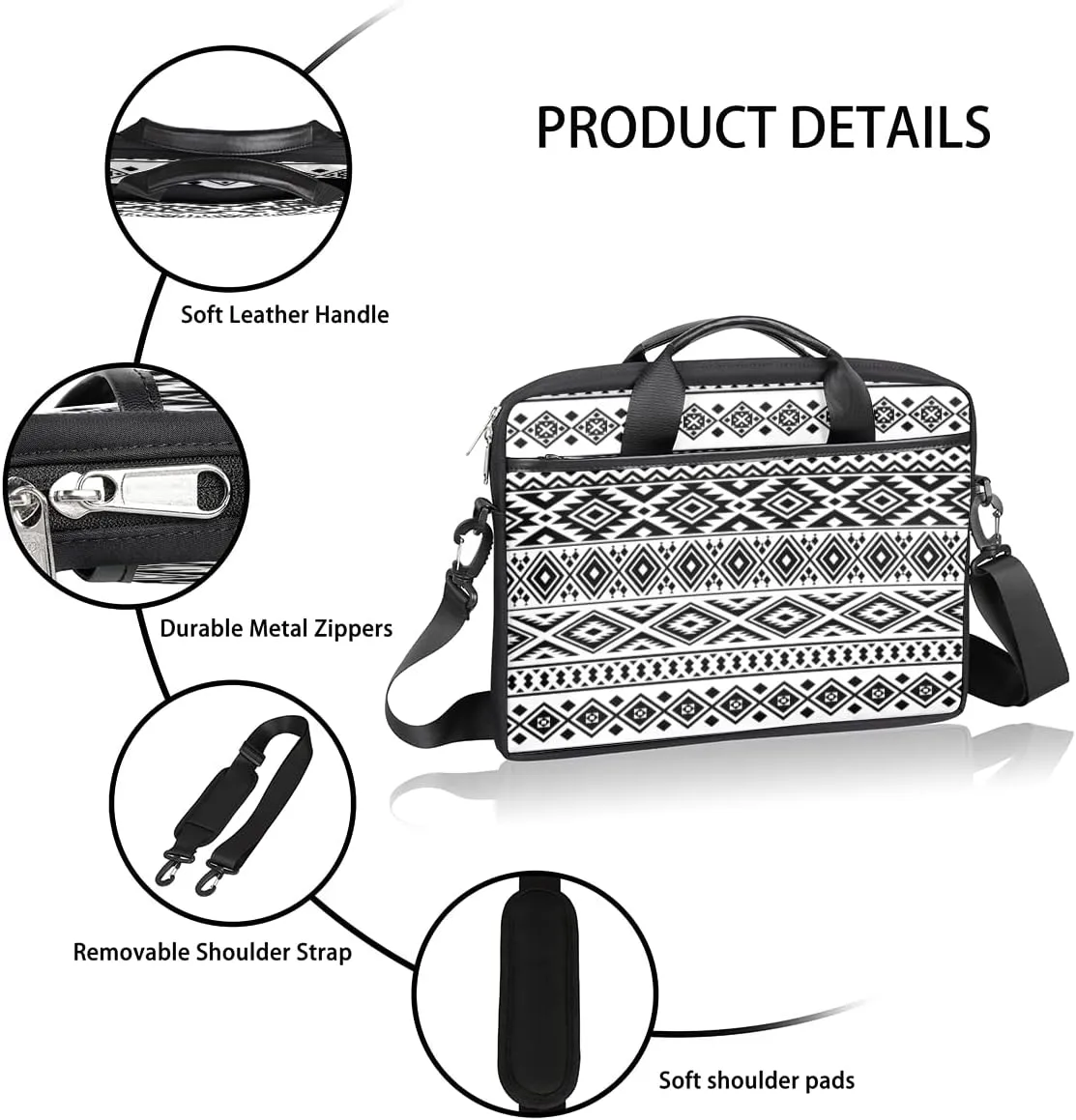 Hens And Chickens Black Background Laptop Shoulder Messenger Bag Waterproof Laptop Briefcase Handle Padded Strap