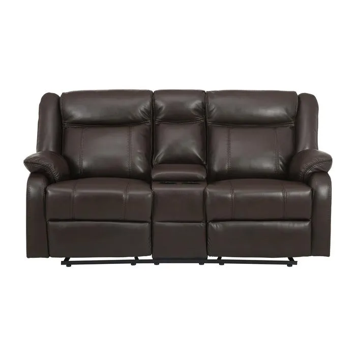 Homelegance Furniture Jude Double Glider Recliner Loveseat in Brown 8201BRW-2