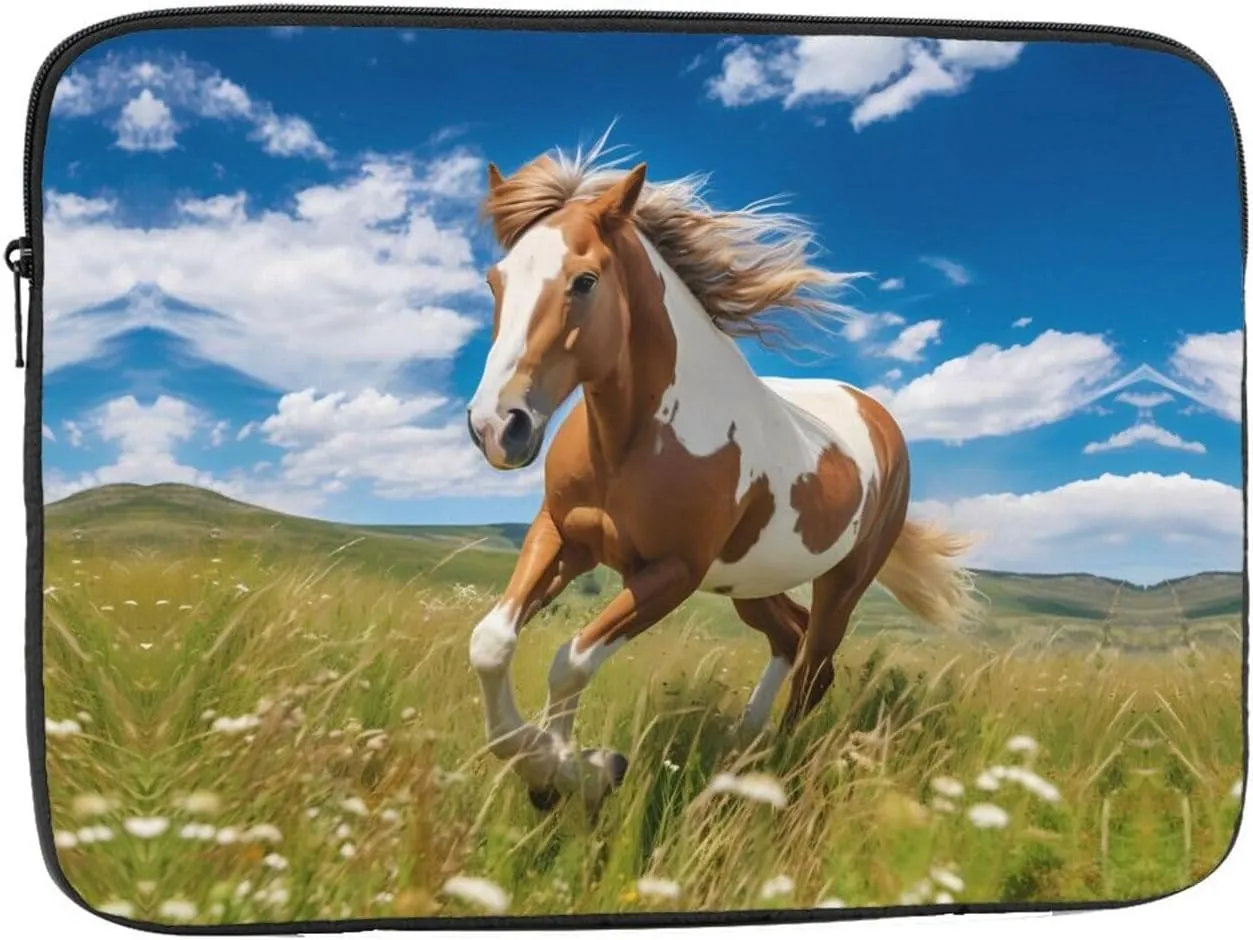 Horses on The Prairie Prints Shockproof Portable Laptop Sleeve Bag 12 inch - Protective Case for Men and Women's Business Travel, Office Daily Use