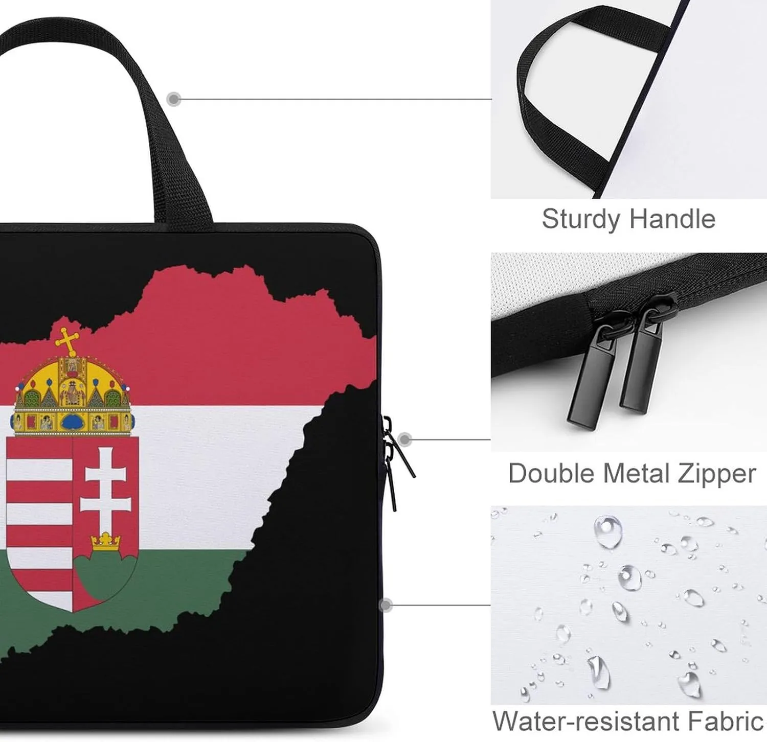 Hungary Map Flag Laptop Bag Lightweight Computer Bag Laptop Carrying Case Handbag for Work Business