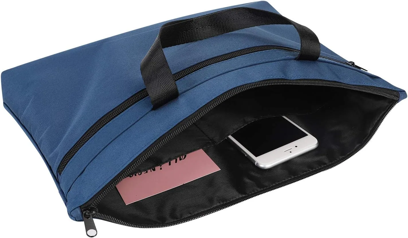 Ibluelover Portable Business Briefcase Zipper Bag Waterproof Durable A4 File Folder Bag Lightweight Carrying Case Handbag File Storage Organizer Holder for Office Meetings Travel