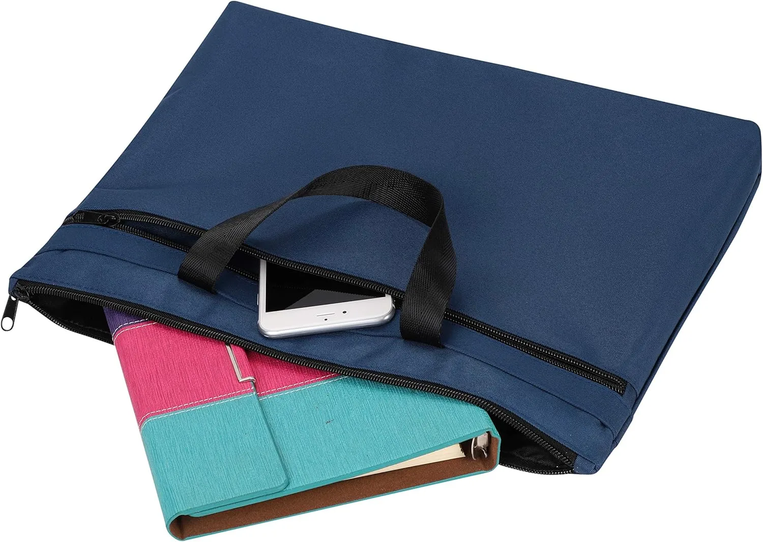 Ibluelover Portable Business Briefcase Zipper Bag Waterproof Durable A4 File Folder Bag Lightweight Carrying Case Handbag File Storage Organizer Holder for Office Meetings Travel