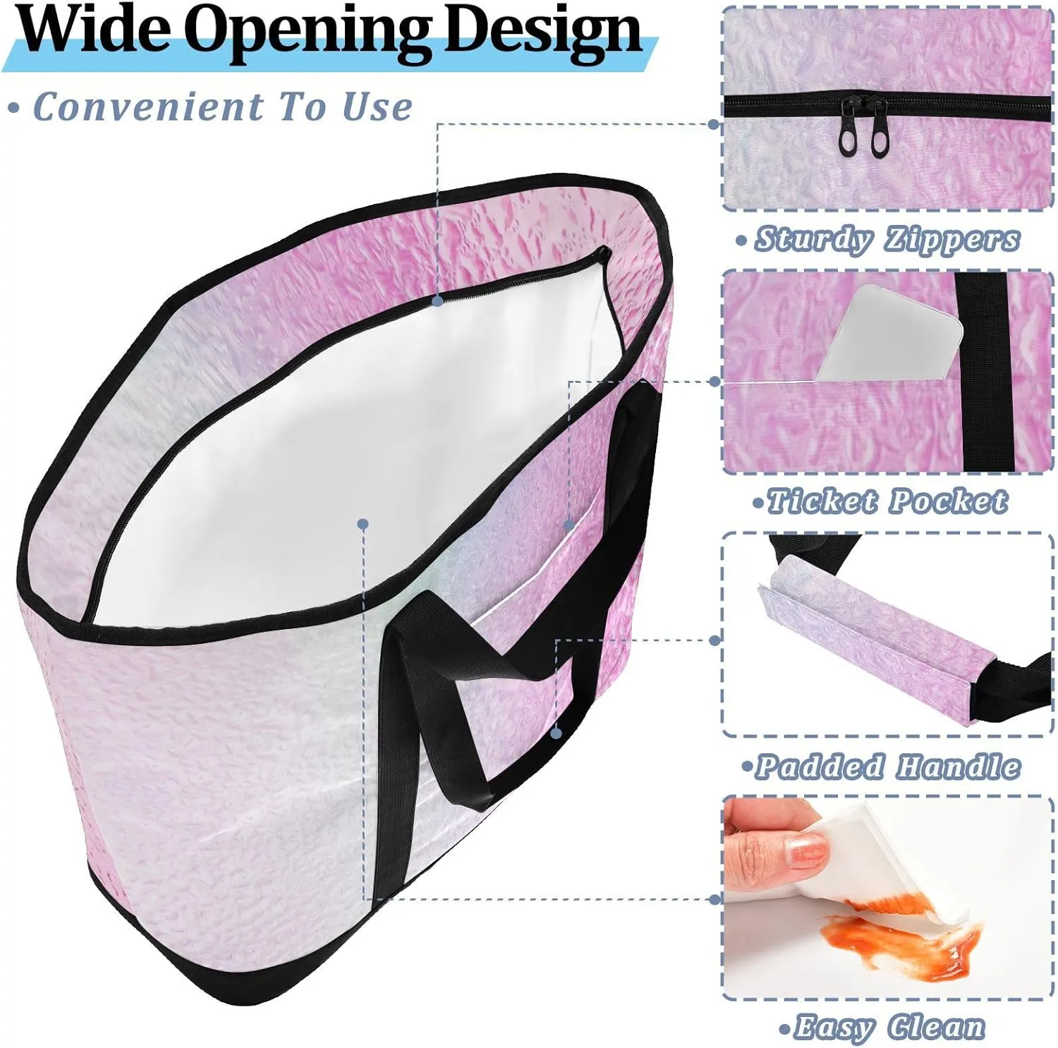 Insulated Soft Sided Cooler Bag Hot or Cold Carrier Portable Travel Cooler Personalized for Travel Picnics Delivery Blue Solid Color