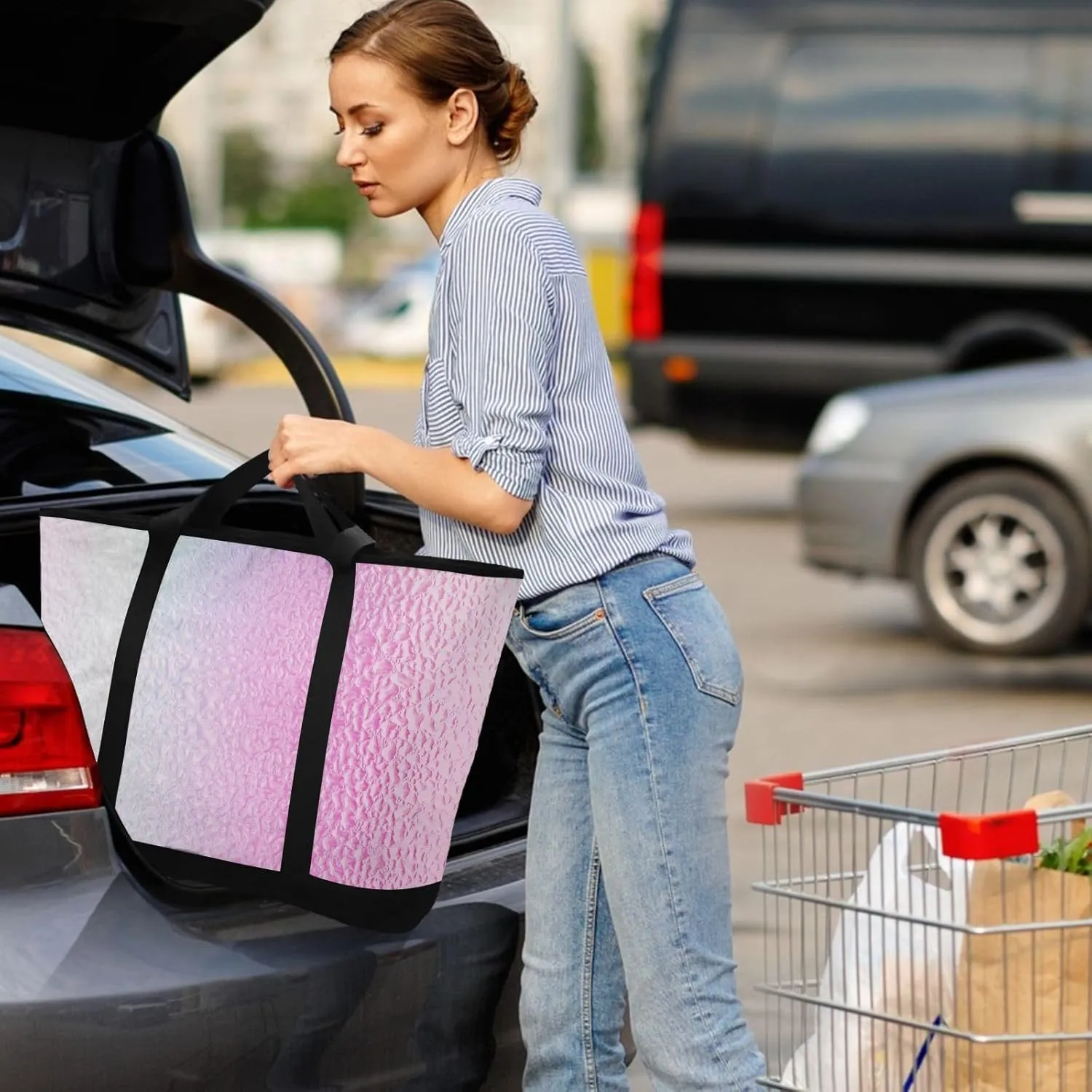 Insulated Soft Sided Cooler Bag Hot or Cold Carrier Portable Travel Cooler Personalized for Travel Picnics Delivery Blue Solid Color