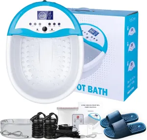 Ionic Foot Bath Detox Machine, Portable Foot Spa Bath for Home Use, Ion Feet Cleanse Kit with Massager Slippers, Heat Waist Belt, 2 Super Ion Arrays, 10 Disposable Liners, Massager Basin