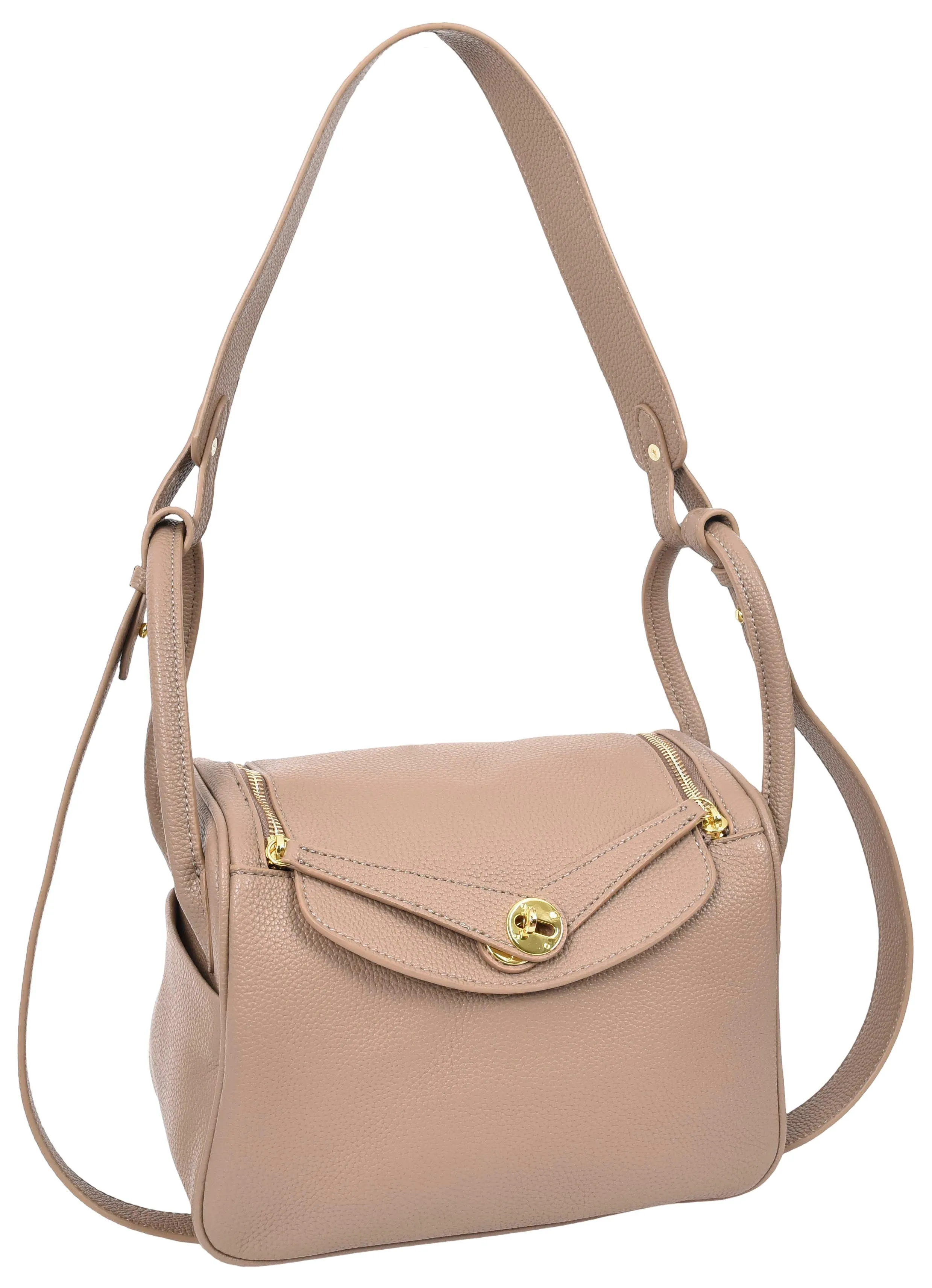 Iqaluit Women's Faux Leather Large Shoulder Strap Bag Taupe